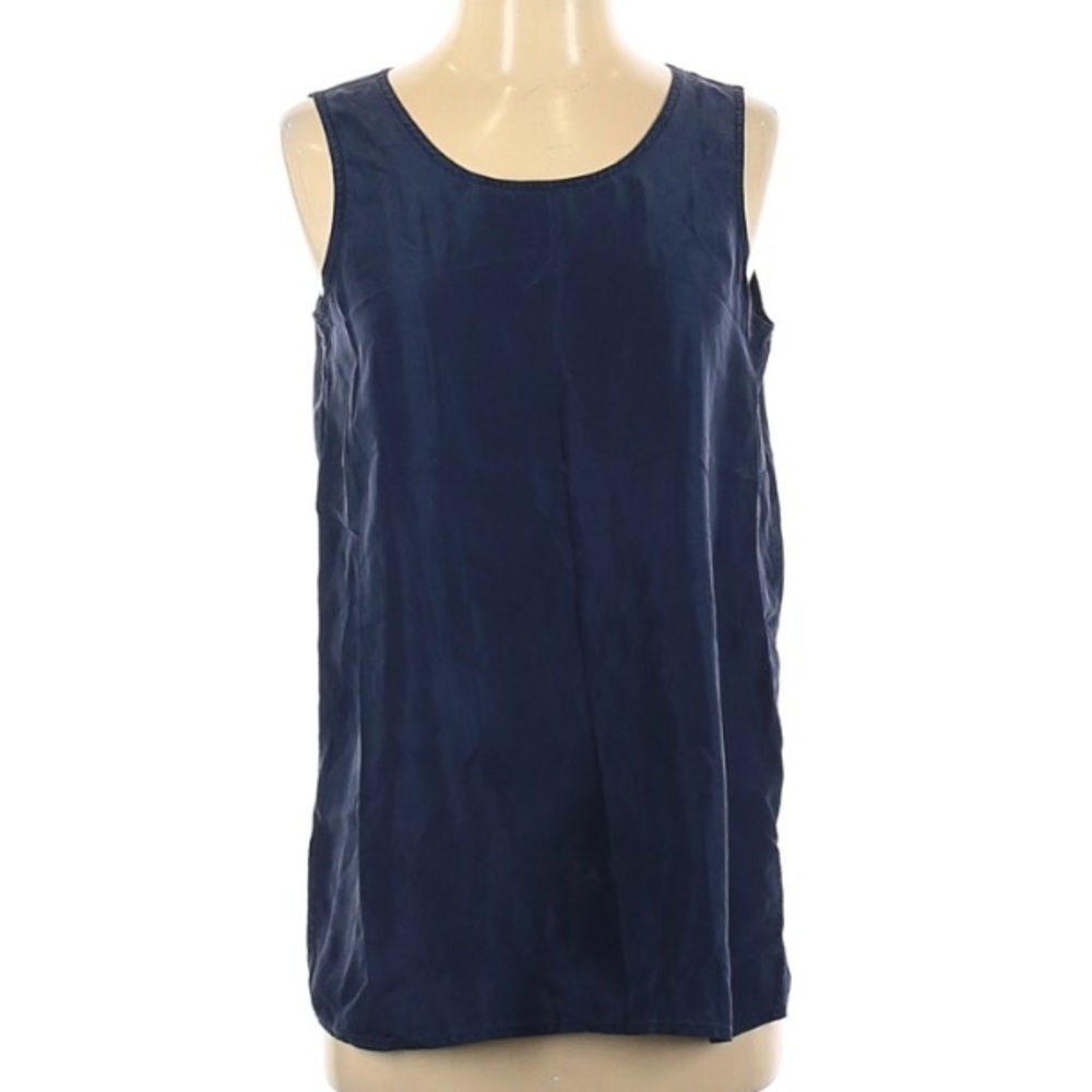 Diane von furstenberg silk color authority tank top small women navy
